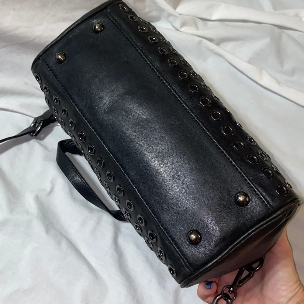 RARE Michael Kors black leather grommet Grayson_8